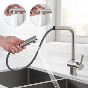 Auralum max Keukenkraan met Uittrekbare Uitloop - lagedrukkraan - Handdouche - Mengkraan -2 Waterafvoermodi - Spoelkraan - 360° draaibaar