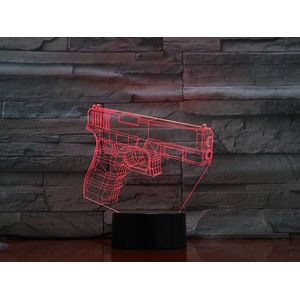 3D Led Lamp Met Gravering - RGB 7 Kleuren - Pistool