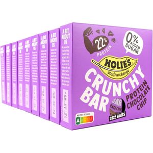 Holie's Crunchy Bar Protein Chocolate Chip 3x2 repen - reep - suikervrij - gezond - vegan - 9 pack