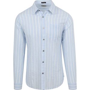 Dstrezzed - Overhemd Clay Seersucker Blauw Streep - Heren - Maat XL - Regular-fit