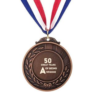 Akyol - 50 jaar of being awesome medaille bronskleuring - Verjaardag - mensen die 50 jaar zijn geworden - cadeau