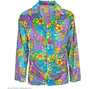 Widmann - Hippie Kostuum - Power To The Hippie Flower Man - Blauw, Paars - XL - Carnavalskleding - Verkleedkleding