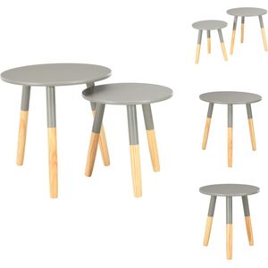 vidaXL Bijzettafels - Scandinavische stijl - Massief grenenhout - 48x47.5 cm - 38x40 cm - Grijs - Set van 2 - Tafel