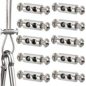 Kabelklemmen met schroefeindkap - Geschikt voor staalkabels van 1-2 mm - Robuust staal met dubbele staalkabel - 10 stuks