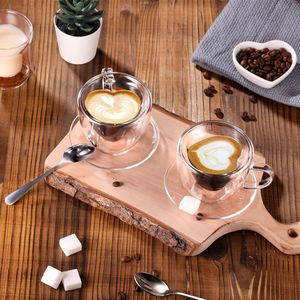 Theeglazenset – premium kwaliteit – luxe glazen koffie set van 2