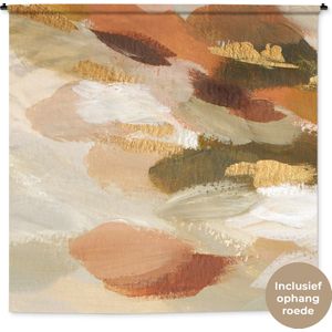 Wandkleed - Wanddoek - Verf - Groen - Rood - 180x180 cm - Wandtapijt