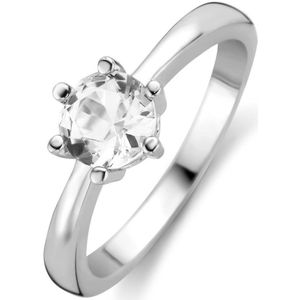 New Bling 9NB-0425 60 Zilveren damesring met solitair zirkonia in chaton zetting - zilver - Zirkonia - 6mm - maat 60 - zilverkleurig