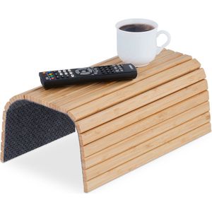 Relaxdays armleuning dienblad - bamboe bankleuning dienblad - houten zetel tafeltje - bed