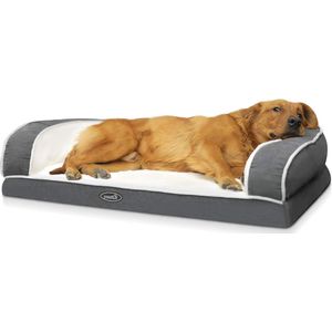 orthopedisch hondenbed voor grote honden, wasbaar, afneembaar, ergonomische hondenmand, hondensofa met traagschuim, antislip hondenmat, hondenbed in de maat 101 x 66 x 20 cm, hondenbank grijs