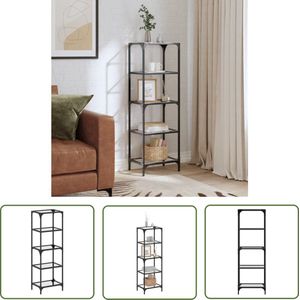 The Living Store Opbergrek met transparant glazen blad 40x30x123 cm staal - Bijzetkast - Opbergkast - Vitrinekast - Woonaccessoires - Livingroom Furniture