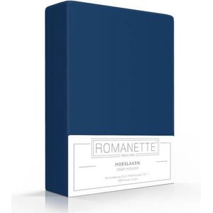 Romanette Hoeslaken Katoen Marine 180 x 200 cm