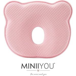 MINIIYOU® Orthopedisch Baby Hoofdkussen roze - plat hoofd - Katoen - Traagschuim Vulling