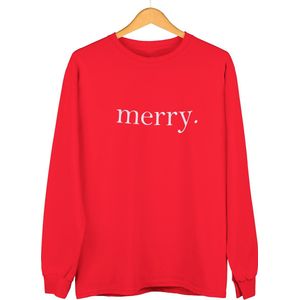 MERRY Sweatshirt, Kerstcadeau, Rode Sweater met embroidery, Christmas Gift,  Maat: Medium (M)