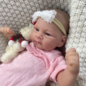 17Inch Geschilderde Reborn Babypop Elijah Levensechte Pasgeboren Pop Handgemaakt Geverfd Haar 3d Beige Zichtbare Aderen Cadeau Voor Meisjes