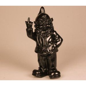 Stoobz Design Tuinbeeld Kabouter f*ck you zwart 10cm