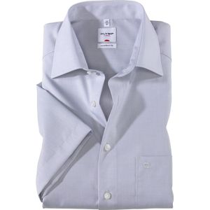 OLYMP Luxor comfort fit overhemd - korte mouw - grijs - Strijkvrij - Boordmaat: 49