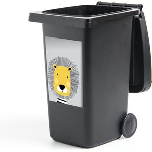 Container sticker Handgemaakte illustraties 2 - CM - Illustratie van een leeuw op een grijze achtergrond Klikosticker - 40x60 cm - kliko sticker - weerbestendige containersticker