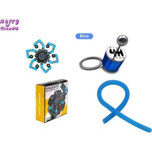 Happy Trendz® Wacky Track Spinner nieuw model Blauw + Blauw Fidget AutoSchakel + Fidget Monkey Noodle Blauw - Cadeau - Schoen Cadeau - Uitdelen - Sensory - Sint - Kerst - Feestdagen -Hand Spinner -