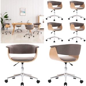 vidaXL Eetkamerstoelen 4 st draaibaar stof taupe - Eetkamerstoel - Eetkamerstoelen - Keukenstoelen - Keukenstoel