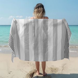 JEMIDI hamamdoek 180 x 100 cm - Sneldrogende sauna handdoek - 100% katoen - Als badlaken strandlaken picknickkleed of pareo - Licht- en donkergrijs
