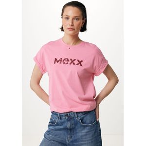 Short Sleeve Logo Carrier T-shirt Dames - Bright Roze - Maat L