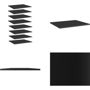 vidaXL Wandschappen 8 st 60x50x1-5 cm spaanplaat hoogglans zwart - Boekenplank - Boekenplanken - Boekenschap - Boekenschappen