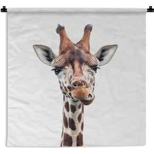 Wandkleed Animalprintshop - Giraffe - Portret dierenprint kinderkamer Wandkleed katoen 150x150 cm - Wandtapijt met foto