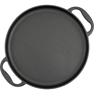 Gietijzeren serveerpan 35 cm - Rond en preseasoned voor gas- en houtskoolgrills, oven en meer