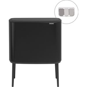 Brabantia Bo Touch Bin Prullenbak - 3 x 11 liter - Afvalscheiding - Matt Black