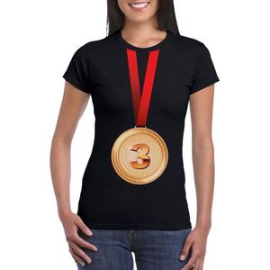 Bronzen medaille kampioen shirt zwart dames - Winnaar shirt Nr 3 XS