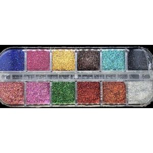 Glitterbox 2 - Glitters - Nail art - Glitter nagels - Nagelverzorging - Nail art tools - 12 verschillende kleuren glitters - Nageldecoratie - Nagelverzorging - Polygel - UV gel - Acryl nagels - Gel nagels - Nagelstyliste