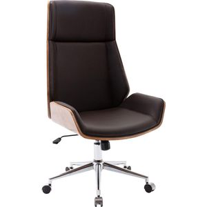 Bureaustoel - Kantoorstoel - Design - In hoogte verstelbaar - Hout - Bruin/walnoot - 60x63x121 cm