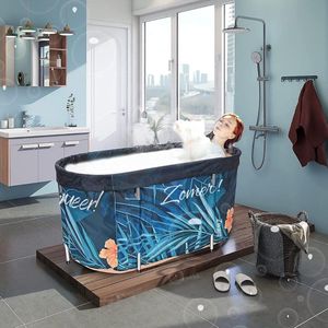 Goodivery® - Zitbad voor douche - Zitbad - Badkuip - Opvouwbaar bad voor volwassenen met 2 Afvoergaten - Inclusief 10 Badzakken - Thermostaathoes Ijsbad - 120x57x57cm - Zomerbloemen