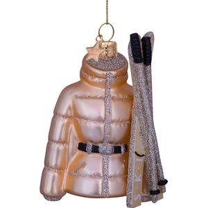 Ornament glass gold ski jacket H10.5cm