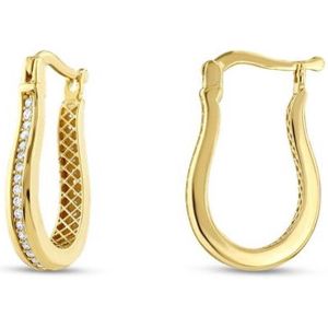 Gouden Oorringen Ovaal 23 mm 3.5 mm Zirkonia 14 karaats