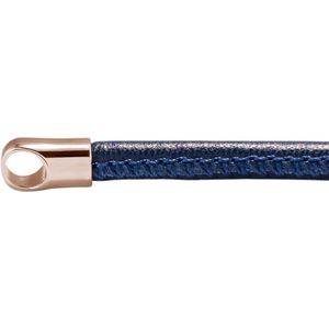 Quiges Leren Ketting Blauw zonder Sluiting Clipring voor Hangers - RVS - Dames - 90cm - EPK094