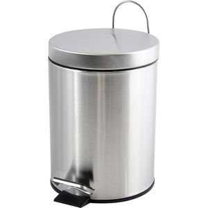 MSV Pedaalemmer - rvs - glans zilver - 5L - klein model - 20 x 27 cm - Badkamer/toilet