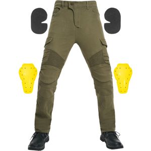 RAMBUX® - Motorbroek - Leger Groen - Jeans Heren - Spijkerbroek - Beschermende Motorkleding - Motorbroek Heren - Inclusief Heup & Knie Pads - Maat 32 (L)