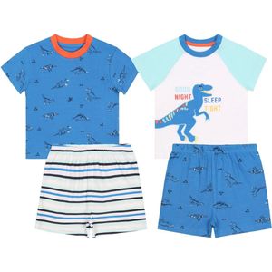 2x Blauw-witte pyjama's voor jongens met dinosaurussen, OEKO-TEX gecertificeerd 74 cm