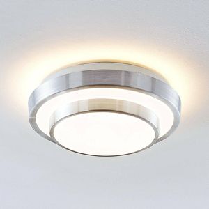 Lindby - LED plafondlamp - 1licht - acryl, aluminium - H: 9 cm - wit, aluminium - Inclusief lichtbron