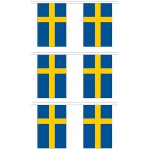 3x Buiten vlaggenlijnen Zweden 3 meter - Zweedse vlag - Zweden landen thema decoratie