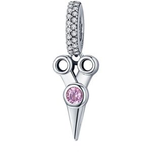 Schaar zirkonia dangle bedel | Scissors bead | bedels beads cadeau | Zilverana | geschikt voor alle bekende merken | 925 zilver | moederdag