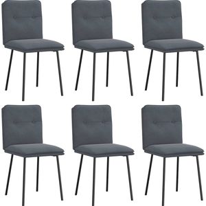 vidaXL Eetkamerstoelen - Fluweel - Set van 6 - Donkergrijs Eettafelstoel - Eetkamerstoel - Velours Stoel - Donkere Stoel - Comfortabele Stoel