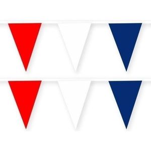 2x Australie stoffen vlaggenlijnen/slingers 10 meter van katoen - Landen feestartikelen versiering - WK duurzame herbruikbare slinger rood/wit/blauw van stof