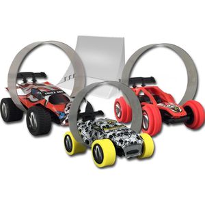 Trixx 360 3 Stuntcars (wit/groen/zwart) incl. extra grote Stuntramp