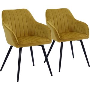 Set van 2 BERTILLE mosterd fluwelen stoelen