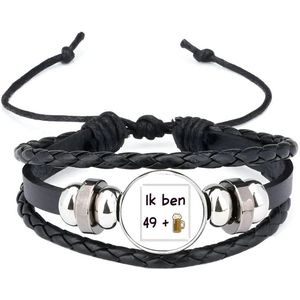 Akyol - 50 jaar sarah en abraham cadeau armband zwart - Verjaardag cadeau - papa - collega - grappige tekst