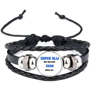 Akyol - super blij met een lieve zoon zoals jij armband zwart - Zoon - de liefste zoon - verjaardag - cadeautje voor zoon - zoon artikelen - kado - geschenk
