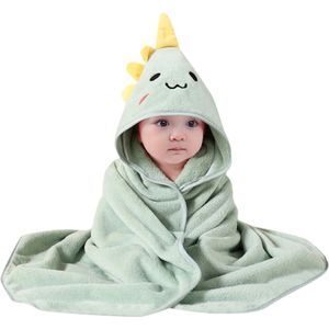 Groene Dinosaurus - Badcape - Baby Handdoek - Zachte Poncho - Badhanddoek - Met Capuchon - Badponcho - Dieren - Baby fleecedeken - Baby en Peuters - 0-3 jaar - Babydeken - Babycape - Wikkeldeken - Kraamcadeau - Handdoek - Kleuter - Multifunctionele