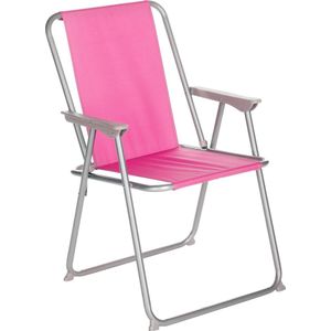Atmosphera camping/strand stoel - aluminium - inklapbaar - roze - L52 x B55 x H75 cm - buitenstoelen